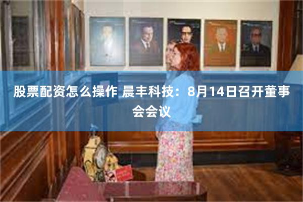 股票配资怎么操作 晨丰科技：8月14日召开董事会会议